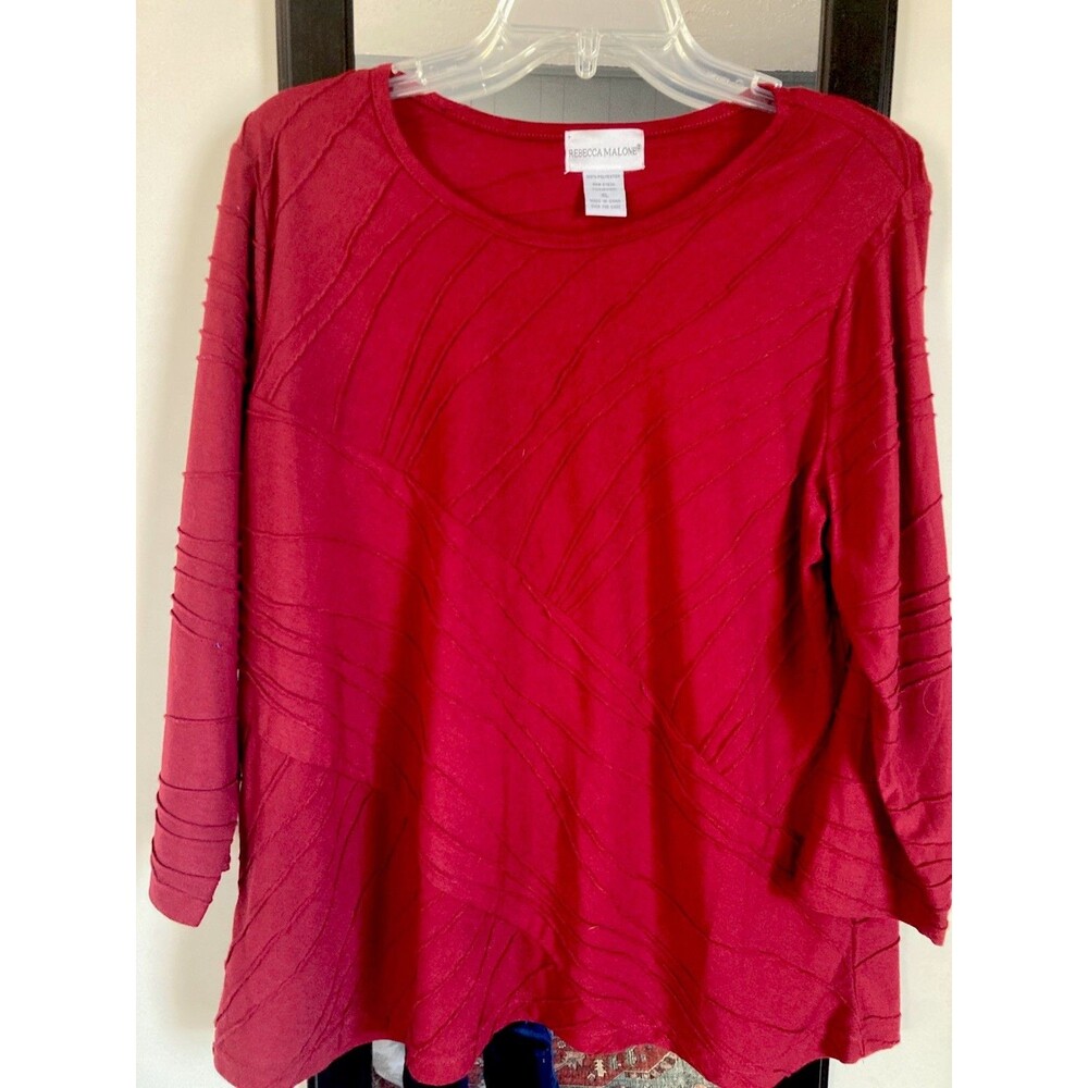 Rebecca Malone Top Women’s Size XL RED Knit Polyester Stretch